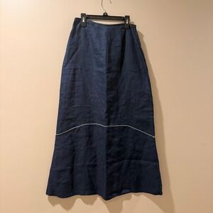 Karavan Maxi Skirt Womens S Navy Embroidered Laganlook Classic Asymmetrical EUC